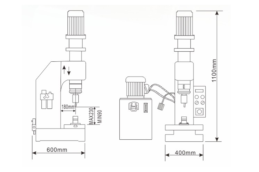 台式液压铆接机结构尺寸